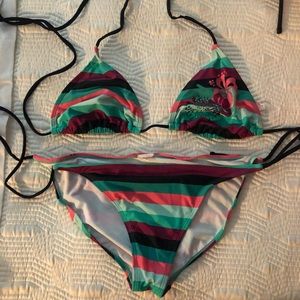 Two piece string bikini.